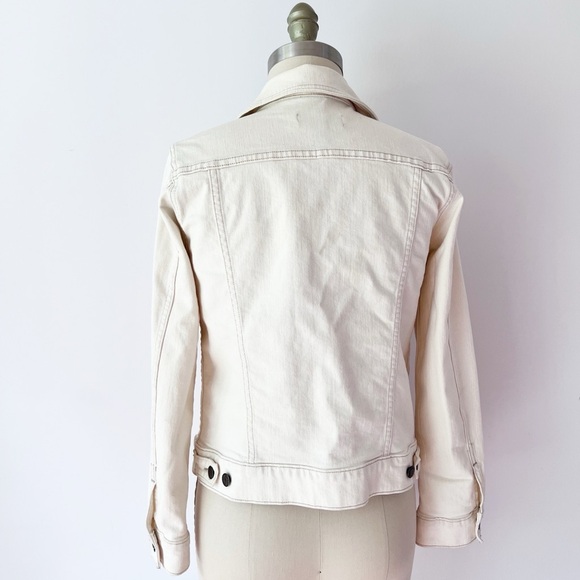 J. Crew. Black Label Denim Jacket in Ecru  Women's Off-White Jean Jacket Trucker - Picture 3 of 8